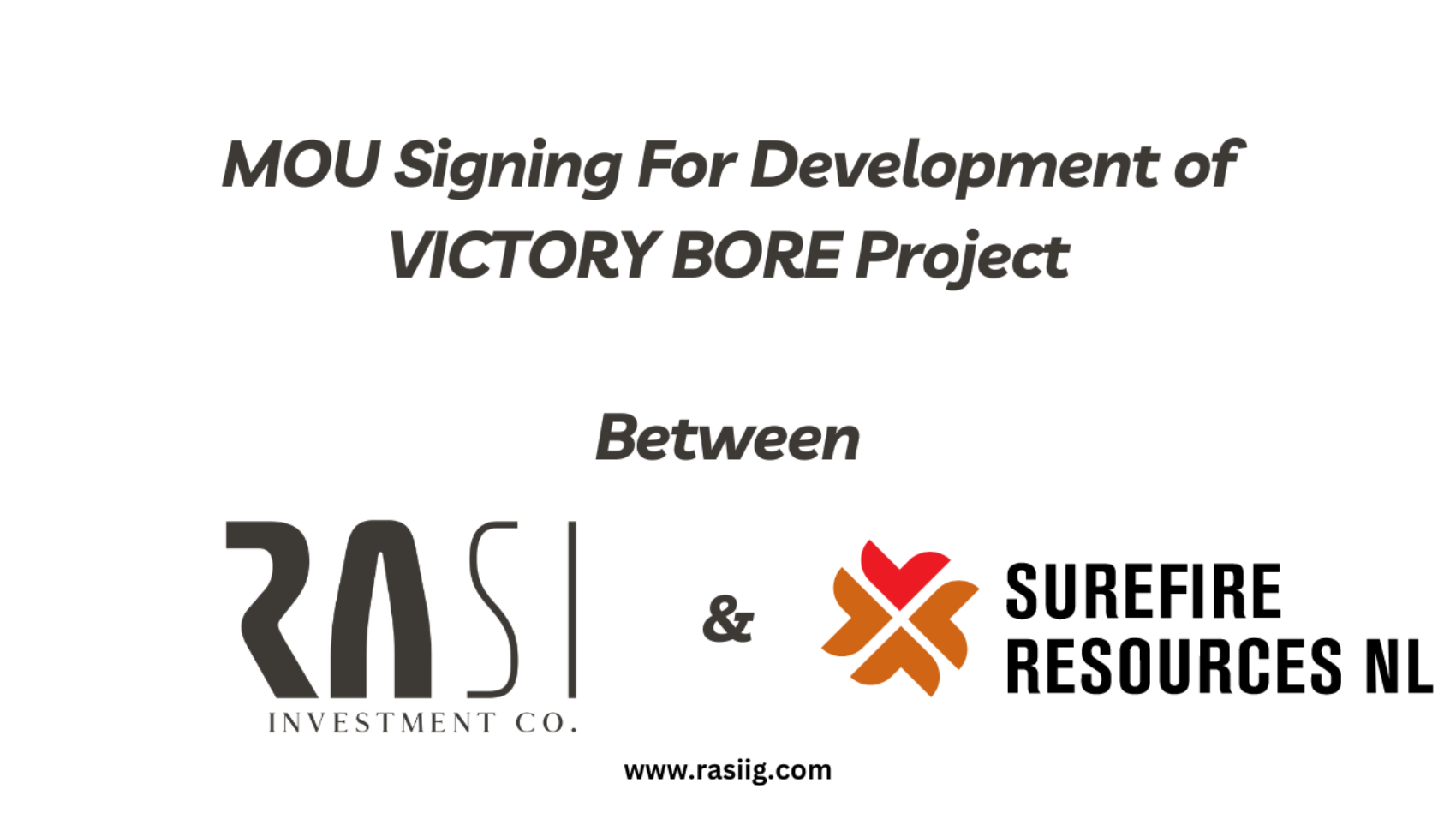 MOU Signing For Development of VICTORY BORE Project